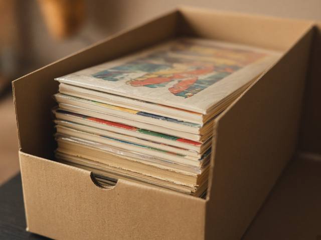 Vintage comic books in a long box